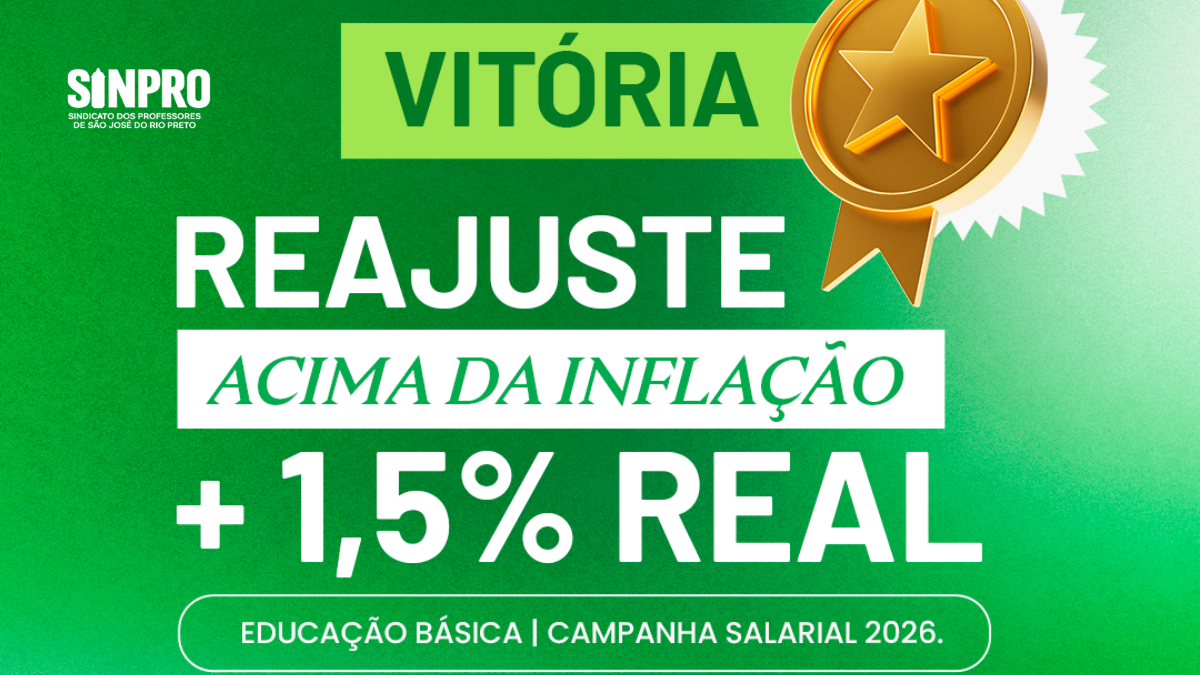 Reajuste salarial na Educação Básica 2026 garante reposição da inflação e aumento real para professores